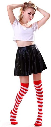Striped čarape žene visoke koljena visoke crvene i crne rukavice duge neprozirne noge topliji pribor