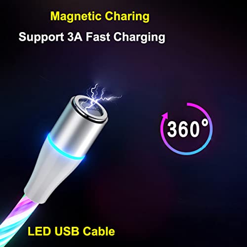 Ysjjzrl Flind LED 360 ° Rotiranje magnetskog USB tipa C Kabel 3A Brzi naboj USB tip C kabel za Samsung S23