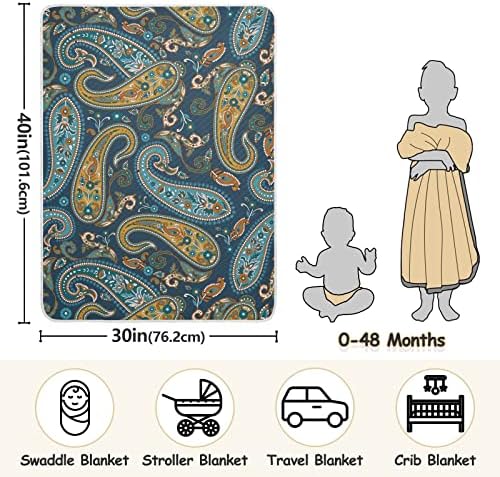 Swaddle pokrivač mornary paisley pamučna pokrivačica za dojenčad, primanje pokrivača, lagana