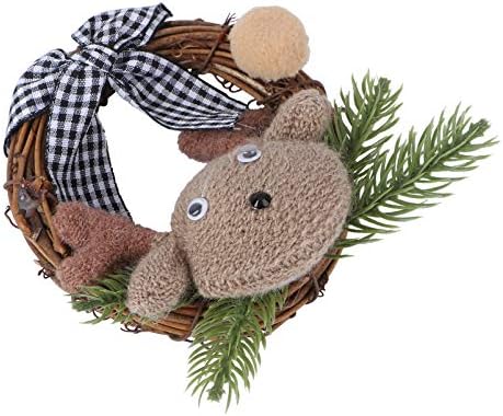 Bestoyard mini ukrasi Božićni ratten vijenac sa borovom borovom iglom za jelena lutka božićni greben