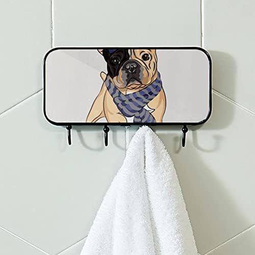 Funny pug print kaput nosač zida, ulazni kaput nosač sa 4 kuka za kapute kaputi za ručnik torbica ogrtači kupaonica ulazi u kupaonicu dnevni boravak