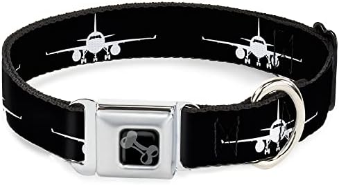 Ovratnik za pse sigurnosni pojas za sigurnosnu pojas, avion Silueette Crna bijela 11 do 17 inča 1,0 inča široka