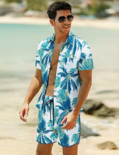 EliteSpirit muns Havajska košulja odijela casual majica kratkih rukava niz majice i kratke hlače Set ljetna