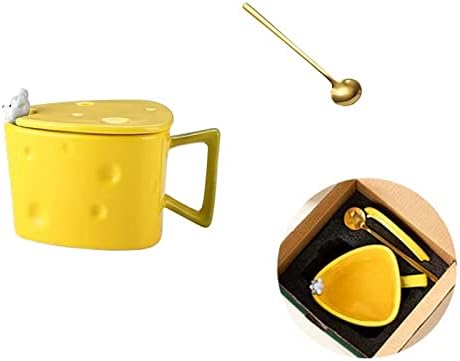 Scizorito kreativna keramička čaša kafe, šalica u obliku sira sa poklopcem i kašikom, 3D dizajn