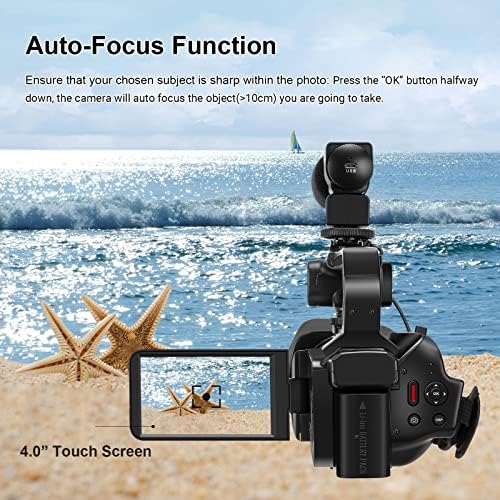 Video kamera Kamkorder 4K, video kamera Auto fokus Vlogging Camera za YouTube 64MP 60FPS WiFi web