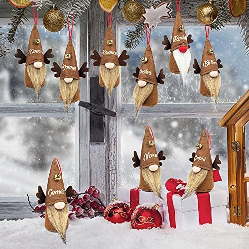 D-FantiX sob Gnome Božićni ukrasi Set od 9, ručno rađeni švedski Tomte Patuljci ukrasi plišani Božićni Patuljci