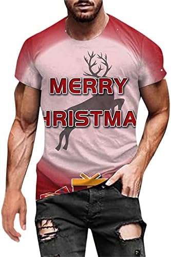 Wocachi božićne majice kratkih rukava, redovna fit santa calus tiskana majica za preradu za mens