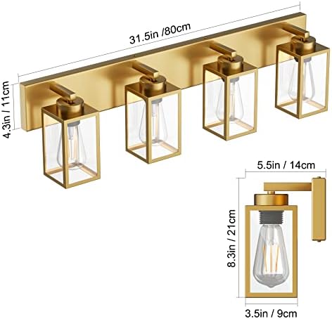 Aipsun Gold Rasvjetna Tijela Za Kupatilo 4 Svjetlo Za Kupaonicu Seoska Kuća Rasvjetna Tijela Industrijska Ispraznost