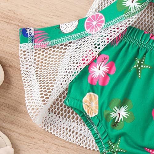 TODDLER Ljetne djevojke cvjetni list Print Holiday Green Tops Hotsas Coat 3pcs kupaći kostimi kupaći kostim