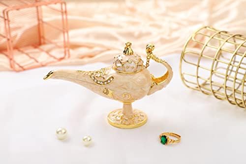 Qifu ručno oslikana vintage magična svjetiljka stila bijela trinket kutija sa šarkama jedinstvenim poklonom