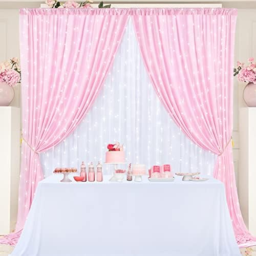 10 ft x 10 ft Baby Pink Wrinkle backdrop Curt i 10 ft x 10 ft Bijela backdrop zavjesa za zabave, poliesterske