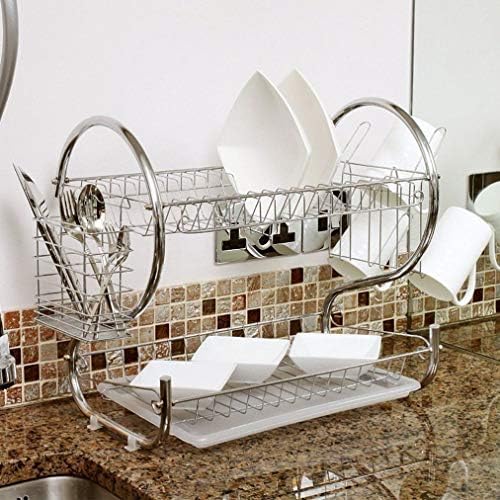 Cabilock stalak za sušenje posuđa stalak za sušenje posuđa 1 kom 2-slojna posuda za suđe kuhinjski