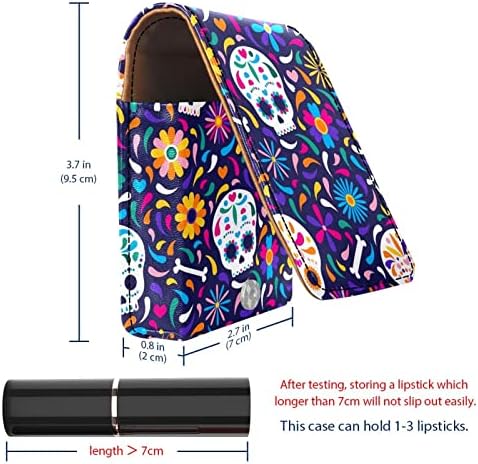 Dizajn lobanje mala prenosiva PU kožna torbica za šminkanje kozmetička torba za ruževe sa ogledalom
