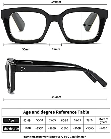 Zxyoo 3 Paket prevelike naočare za čitanje kvadratnog dizajna za žene, čitač računara koji blokira