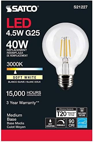 Satco S21227 / 06 4.5-Watt LED E26 sijalice, 3000k, 15000 sat, zatamnjenje, 6 pakovanje