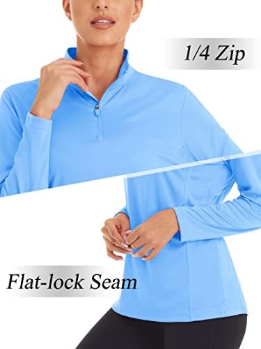 Magcomsen ženske košulje dugih rukava 1/4 zip upf50 + UV zaštita od sunca Brzo suho vježbanje pješačenje atletskih košulja