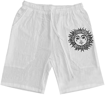 WenKomg1 muški pamučni kratke hlače, lagani prozračni kratke hlače za plažu Ljeto tiskovina pidžama kratke