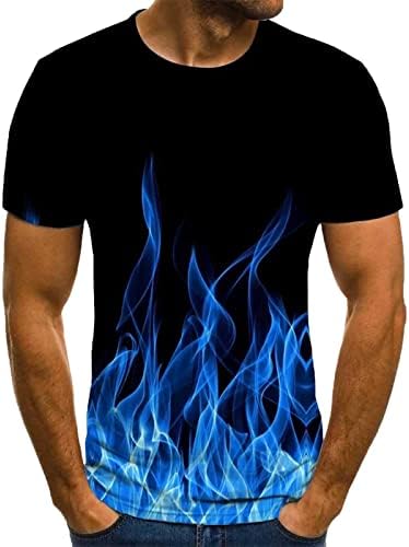 Ljetne majice za muškarce kratki rukav 3D plamen tiskani košulje posada vrata Slim Sport Casual pulover