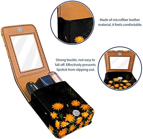ORYUEKAN ruž za usne sa ogledalom slatka prenosiva torba za šminkanje kozmetička torbica, cvijet narandže