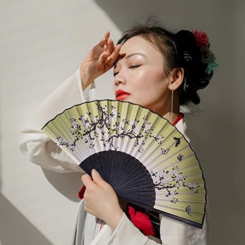 Nkadkns - Ventilator za ruke - kineski stil bambusov ventilator - elegantan i izdržljiv poklopi za ruku sa ručicom