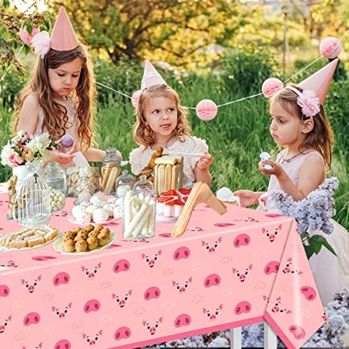 Cmusko 3pcs svinjski stolnjak-svinjski rođendanska zabava ružičasta tema praveće pravokutni stol