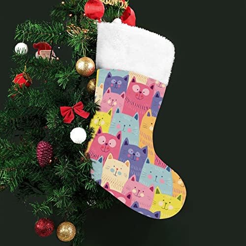 Šarene mačke Kitty Božićni viseći čarape za čarape za Xmas Tree Kamin za odmor Kućni kućni dekor