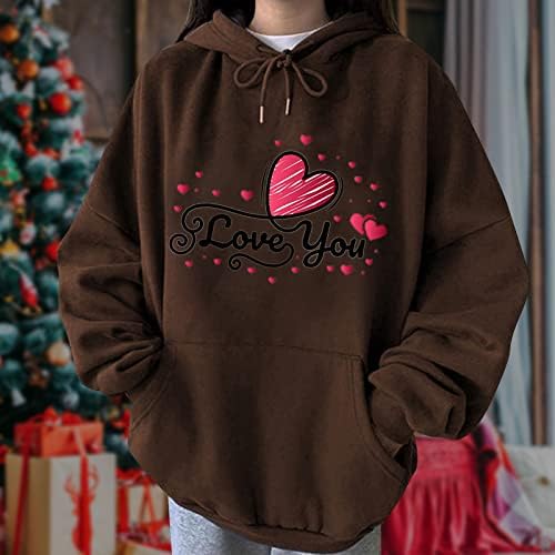 Valentines vrhovi za djevojčice prevelike pulover vrhove slatkog srčanog tiskane dukseve casual