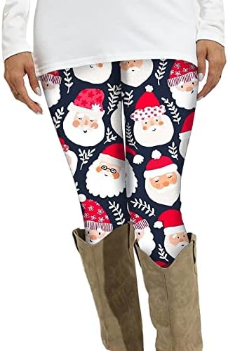XXBR ženske božićne tamke mekani četkani Xmas grafički print Dužina gležnja hlače Zimska temalne joge