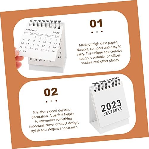 Tofficu 4pcs 2023 Mini kalendar Desktop Easel White Desks Office Notepad zavojnice kalendara Kalendar