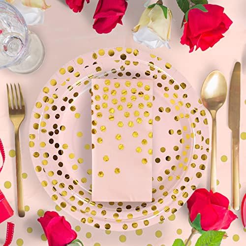 CENLBJ roze i zlatne potrepštine za zabavu,jednokratni papirni tanjiri,papirni tanjiri sa ružičastim zlatnim