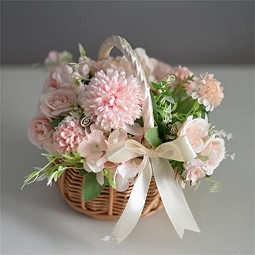 ZJHYXYH pletena pletena korpa za cvijeće, sa ručkom vjenčane korpe za cvijeće, za uređenje kućne