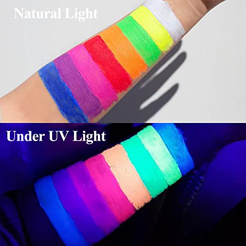 MAKI YIKA 8 boja Neonski tečni set za oči, UV Glow mat Eyeliner 0.17 Oz, šareni Gel za oči, pigmentirana dugotrajna vodootporna šminka za oči