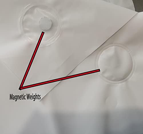 Huiquanju mali mini tuš za zavjese sa kukama i magnetima za kuke i teškim dužnim magnetima 31W x 71h, meka uska lagana zastava za tuširanje IPX4 vodootporna, tuš obloga / bijela