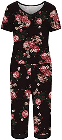2023 Odjeća Country Concert Cotton Floral Graphic Capri kompleti pantalona s ravnim nogama za žene