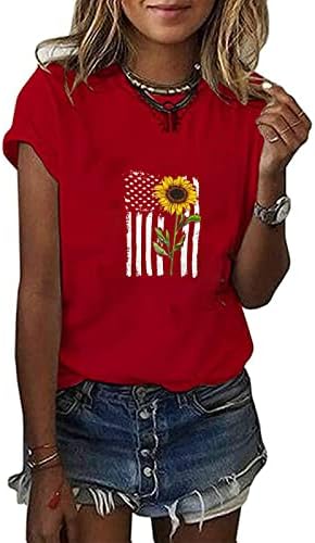 Američka zastava majica za žene Ispis bluza s kratkim rukavima Dan nezavisnosti 1223 ljetne majice