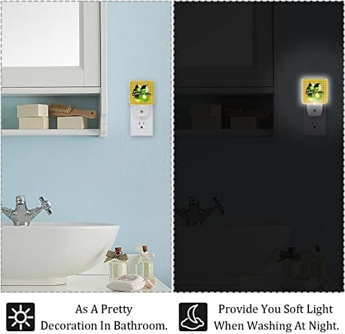 RODAILYCAY LED automatska Senzorska lampa od sumraka do zore, 2 paketa Plug-in noćno svjetlo za kupatilo, spavaću sobu, dečiju sobu, hodnik, stepenice, rasadnik, kuhinja zelena šljiva