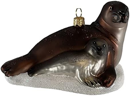 Siva Pečat Okean Život Životinja Poljski Usta Blowed Glass Božić Ornament