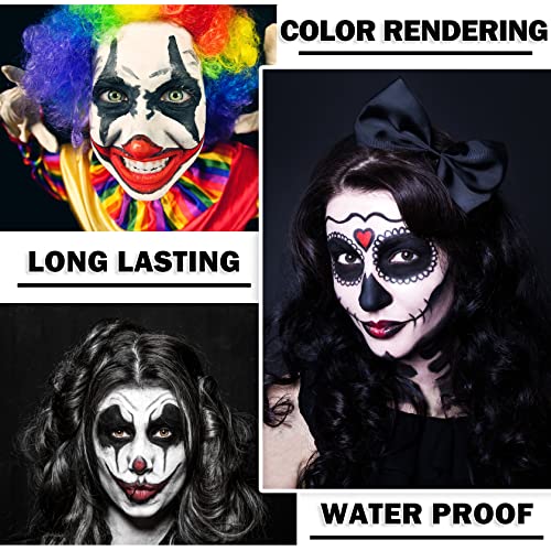 CAHIUYOA 3kom krema za šminkanje klauna crno bijelo crveno oko crni štap za lice za tijelo, profesionalni