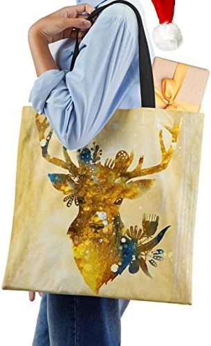 YUANYIRAN ženska torba platnena torba-životinjska zlatna folija Jelen Print Eko višekratne