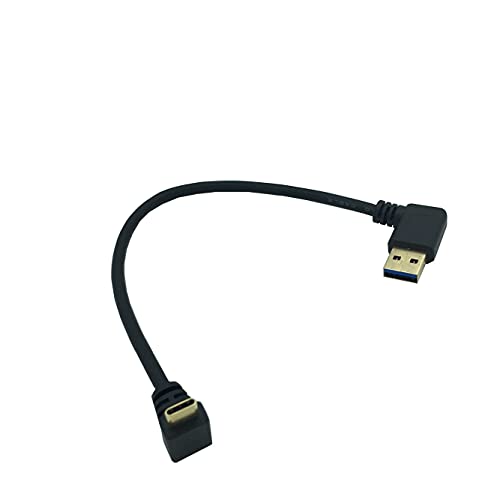 Herfair kratki muški USB C u muški USB kabl, USB A do C desni kutni kabel, 90 stepeni USB do USB