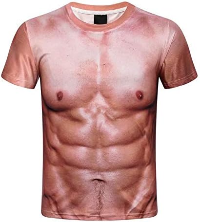 Lažna mišićna košulja za muškarce Slim Fit okrugli vrat kratki rukav novost Odjeća smiješna 3D štampa