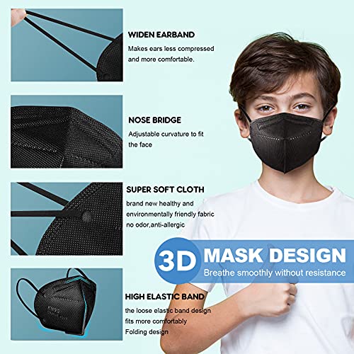 MOORAY Kids KN95 maska za lice 25 pakovanja, Kn95 maska za djecu 5-slojna šolja za prašinu sa podesivom