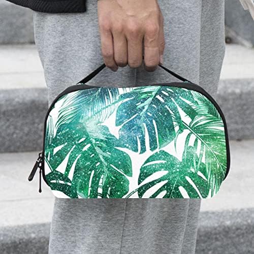 Toaletna torba Viseća kompleta DOPP za muškarce Vodootporna vrećica za brijanje za putovanja, Galaxy Green Tropicl Palmi lišće vintage