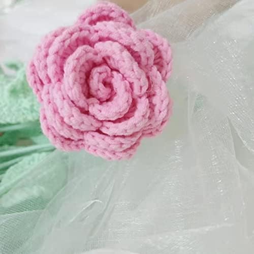 DLVKHKL ručno rađena ruža buket vuna cvijet ruže heklanje pletenje ručno rađena ruža gotov proizvod