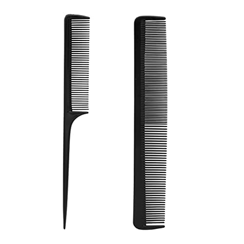 Lodhry Professional zadirkivačke češljem, fini i široki zub 2 Kosa za kosu brijač, crni češljem