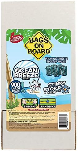 Torbe na brodu torbe za kontrolu mirisa i dozator za pseće Kakice / miris okeanskog povjetarca / 9 x14 inča, 900 torbi za preuzimanje otpada