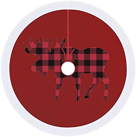 Plaid Moose Lumberjack Red Black Christmas Tree Skirts Mat s FRVERED za Halloween Farmhouse Holiday Dekoracije
