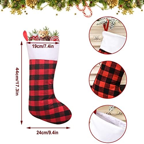 Ipoyo 2 Pack Božićne čarape, Božićni Crveni crni bivoli plairani čarape, kamin Viseći čarape za božić za Daljinsko dekoracije za odmor