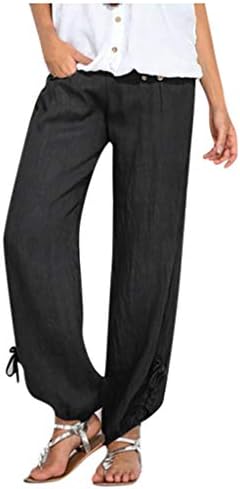 DSODAN ženske ležerne hlače Čvrsto izravne noge za crtanje letnji labavi pantaloni udoban elastični struk