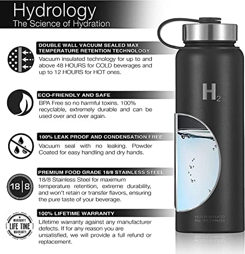 H2 Hydrology Growler flaša za vodu sa poklopcem ručke / vakuumski izolovana od jednog galona / toplo i hladno nepropusno bez znoja | sport, planinarenje, kampovanje | putovanja